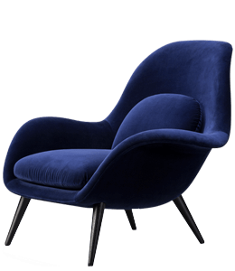 Blue armchair with cushion
