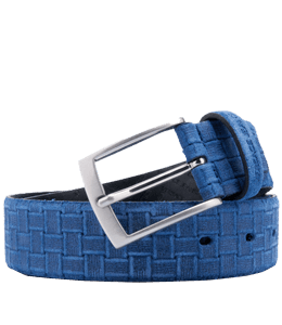 Blue belt with silver color buckle