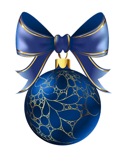 Blue christmas ball with a bow