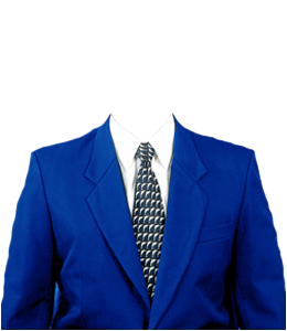Blue coat with white shirt and tie