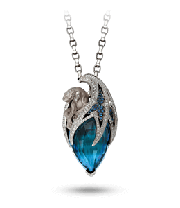 Blue color stone silver pendant with chain