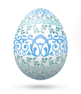 Blue decoration on egg for Easter