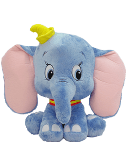 Blue elephant soft toy with pink ears