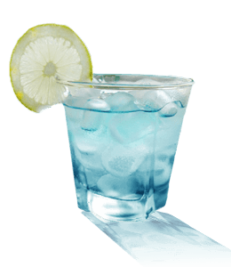 Blue summer drink with lemon slice