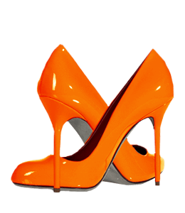 Bold orange color high heels