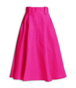 Bright pink color knee length skirt for women