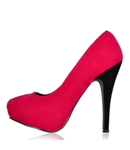 Bright pink-red color high heel footwear