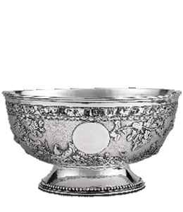 Bright silver bowl with Greek keys