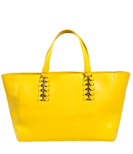 Bright yellow colored ladies handbag