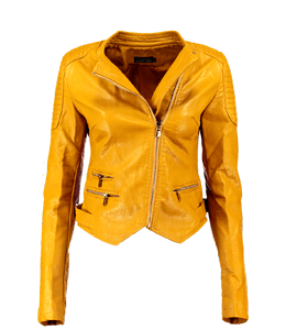 Bright yellow leather jacket