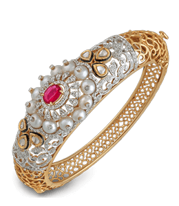 Brilliant Work of Gemstones on Bangle