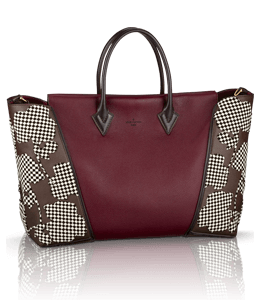 Brown and checked black-white lady's fashion handbag