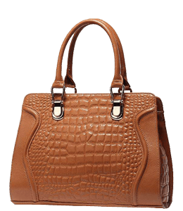 Brown reptile leather shopping bag