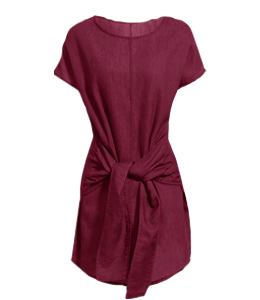 Burgundy color round neck short dress