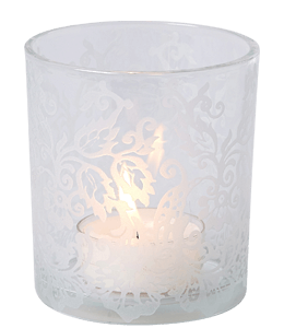 Candle in ornate glass