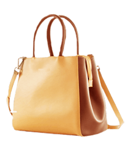 Caramel yellow and brown color handbag