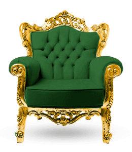 Carved chair with green upholstery