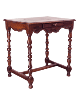 Carved wooden side table with drawer