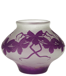 Ceramic vase with violet floral design