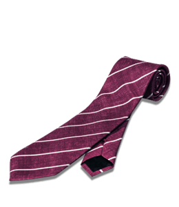 Cherry color tie with white stripes