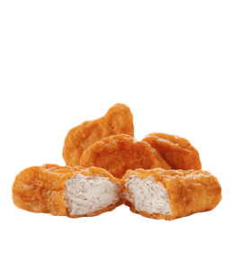 Chicken nuggets fried to a golden brown color