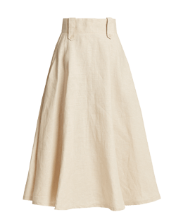 Cream linen long skirt