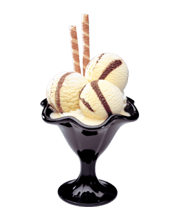 Cup of decorated ice cream