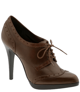 Dark brown colored women's brogues with high heels