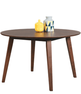 dark coffee brown table with two decorative vase on top