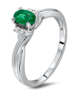 Dark emerald green gem on platinum