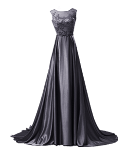 Dark gray color long party dress
