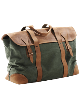 Dark green and brown leather bag