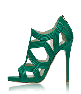 Dark green color high heel ladies footwear