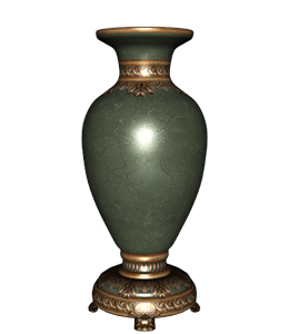 Dark green colored ornate vase
