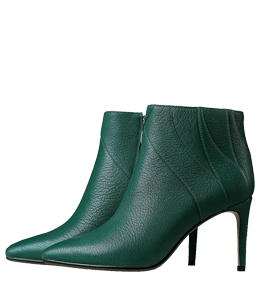Dark Green Leather High Heel Boots