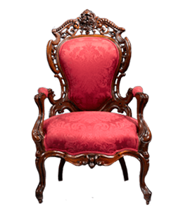 Dark pink crafted wood chair