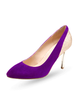 Dark purple and golden ladies heels