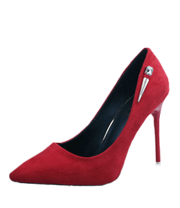 Dark red color high heel footwear