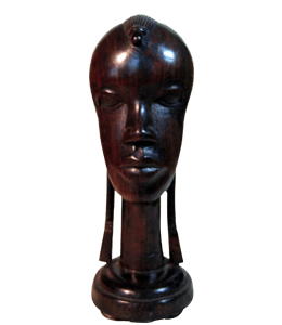 Dark walnut wood African warrior bust