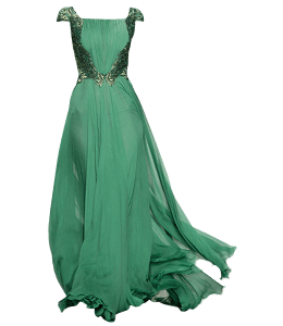 Dull green color beautiful long party dress