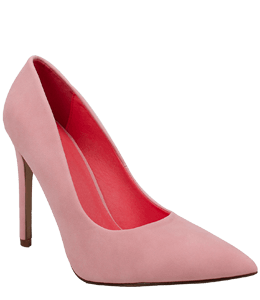 Dull pink colored women shoes with red insidesDull pink colored women shoes with red insides