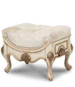 Dull white stool with matching upholstery