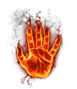 Flaming hand illustration
