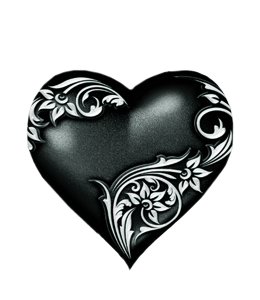 Floral black metal work on heart shape stone