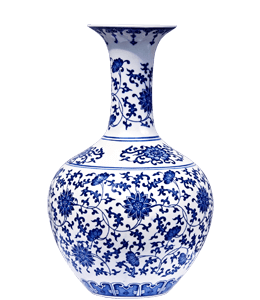 Floral blue and white vase