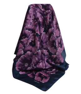 Floral printed dark violet scarf