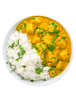 Fresh chicken lemon curry with rice