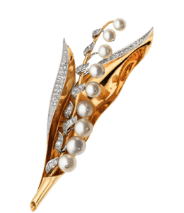 Fusion jewelry with gold and precious stones including pearls
