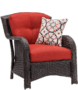 Garden chair (Outdoor furniture) with red cushions