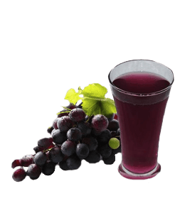Glass of grape juice with fresh grapes